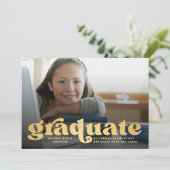 Elementarankündigung des Retro-Gold-Fotos Einladung (Stehend Vorderseite)