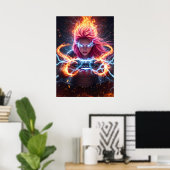 Elementare Magier-Gamerin-Kunst Poster (Heimbüro)
