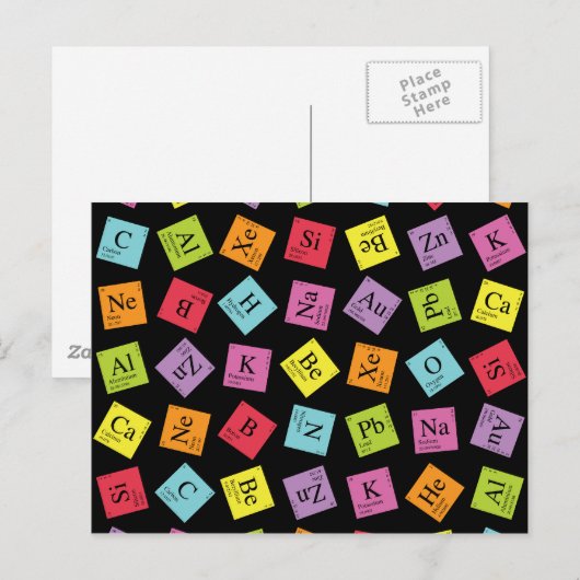 Elementare Periodic (dunkel) Postkarte (Vorne/Hinten)