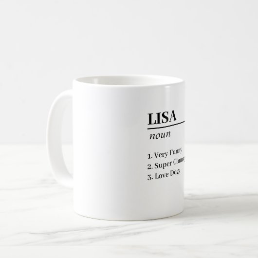 Elementare Personalisierte Namensdefinition Tasse (Vorderseite Links)