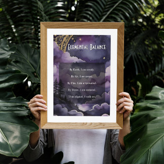 Elementares Gleichgewicht Lila Nachthimmel Heidnis Poster