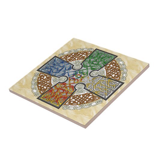Elementares keltisches Kreuz-Medaillon Fliese (Seite)