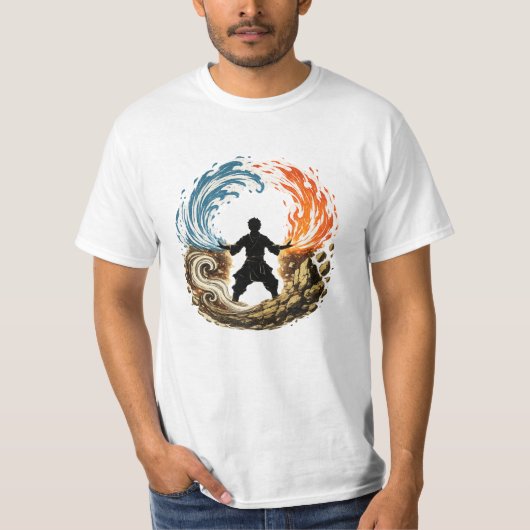 Elementarkrieger | Feuer Wasser Erde Luft T-Shirt (Vorderseite)