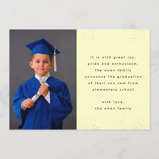 Elementarschwarz-gelber Text Moderner Zwei Foto Gr Ankündigung (Rückseite)