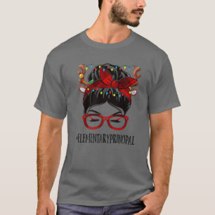 Elementarvorsteherin Weihnachten Frau Messy Bun Bu T-Shirt