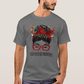 Elementarvorsteherin Weihnachten Frau Messy Bun Bu T-Shirt