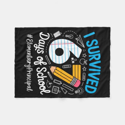 Elementary Principal Survived 67 Days Of School Hu Fleecedecke (Vorderseite (Horizontal))