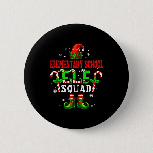 Elementary School Elf Squad Xmas Elf Hat Scute Ss Button (Vorderseite)