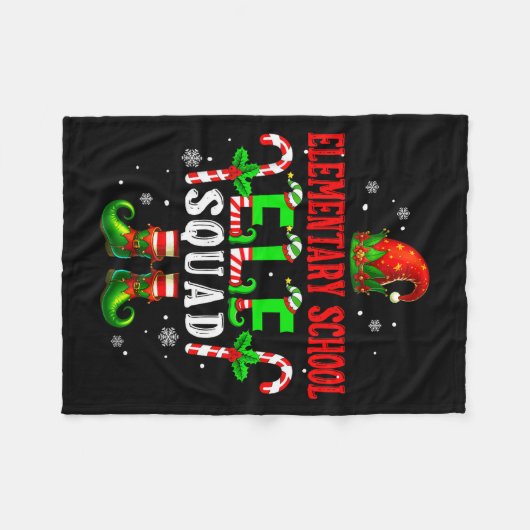 Elementary School Elf Squad Xmas Elf Hat Scute Ss  Fleecedecke (Vorderseite (Horizontal))