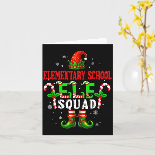 Elementary School Elf Squad Xmas Elf Hat Scute Ss  Karte (Gelbe Blume)