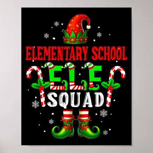 Elementary School Elf Squad Xmas Elf Hat Scute Ss  Poster (Vorne)