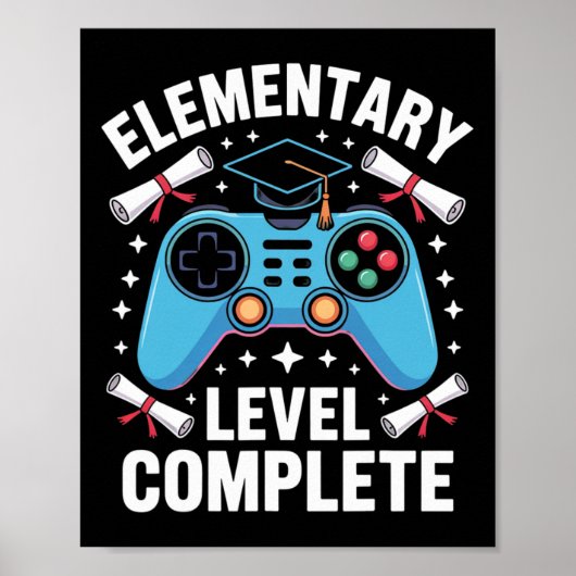 Elementary School Level Complete Funny Gamer Boys  Poster (Vorne)
