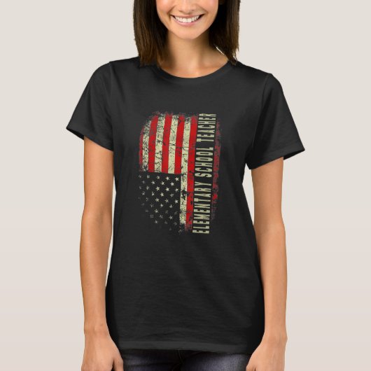 Elementary School Teacher Day 4th Of July US Flag T-Shirt (Vorderseite)