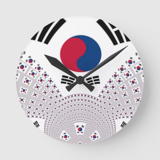 Elemente der roten und blauen Flagge Runde Wanduhr (Vorderseite)