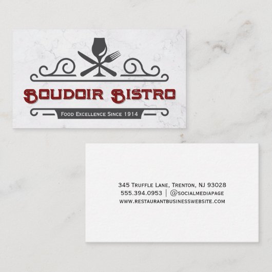Elemente für das Abendessen | Restaurant Visitenkarte (Vorne/Hinten)