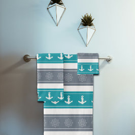 Elemente für Nautische Muster Badhandtuch Set
