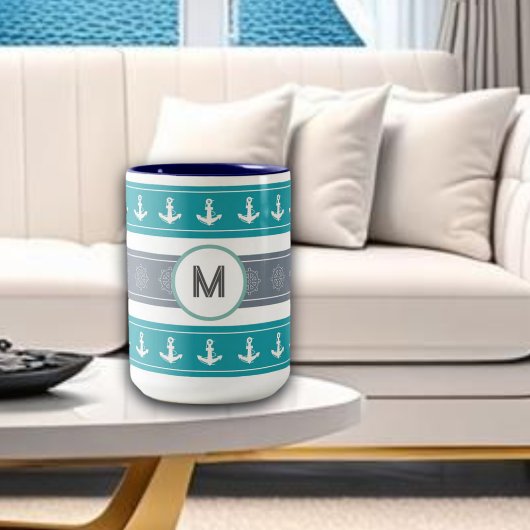 Elemente für Nautische Muster Zweifarbige Tasse