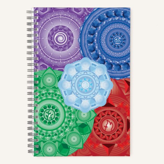 Elemente/platonische Solids Mandala Collage Notebo Notizblock (Vorderseite)