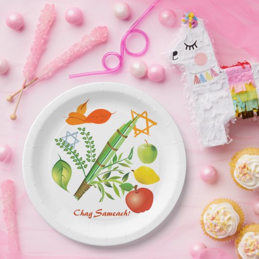 Elemente von Sukkot Pappteller (Party)