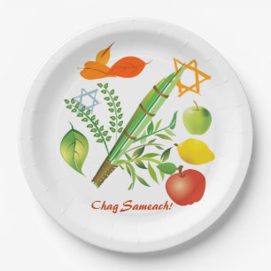 Elemente von Sukkot Pappteller