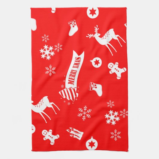 Elemente von Weihnachten Red Kitchen Handtuch (Vertikal)