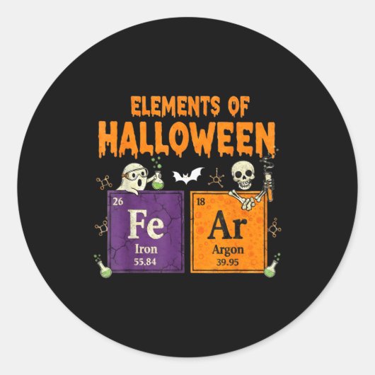 Elements Of Halloween Fear Periodically Halloween Runder Aufkleber (Vorderseite)