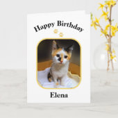 Elena Calico Kitten Happy Birthday Karte (Gelbe Blume)