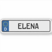 Elena German Car License Plate Aufkleber (Vorderseite)