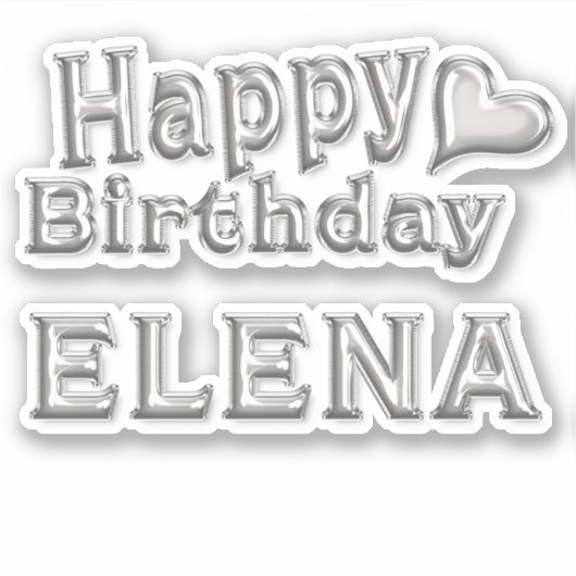 Elena Happy Birthday silver Aufkleber Sticker (Vorderseite)