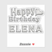 Elena Happy Birthday silver Aufkleber Sticker (Blatt)