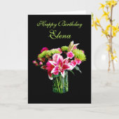 Elena Happy Birthday, Stargazer Lily Bouquet Karte (Gelbe Blume)