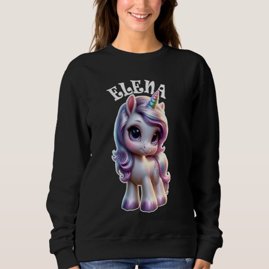 Elena Niedlich Unicorn Design for Girls Name Elena Sweatshirt (Vorderseite)
