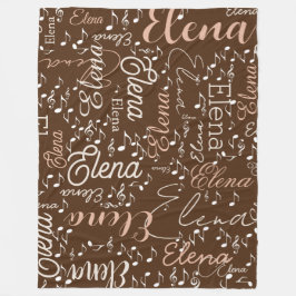 Elena personalisierte musikalische Noten braun Fleecedecke