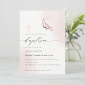 Elenant Blush Watercolor Butterfly Baptisse Einladung (Stehend Vorderseite)