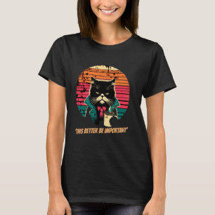 Elender Morgen Katze Retro Sonnenuntergang Lustige T-Shirt