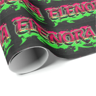 Elenora Vorname Name Graffiti red green Geschenkpapier
