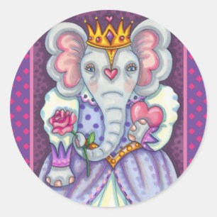 ELEPHANISCHE KÖNIGIN VON HERZEN UND ROSE ROYAL VAL RUNDER AUFKLEBER
