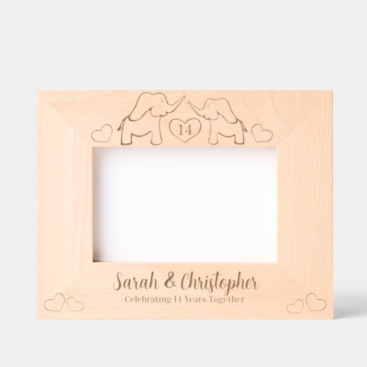Elephant 14 ivory wedding anniversary wooden geätzte rahmen (Vorderseite)