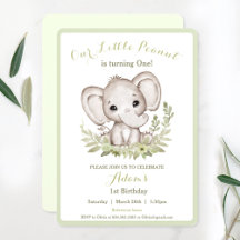 Elephant 1. Geburtstag Junge Einladung Custom Age