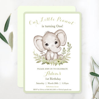 Elephant 1. Geburtstag Junge Einladung Custom Age