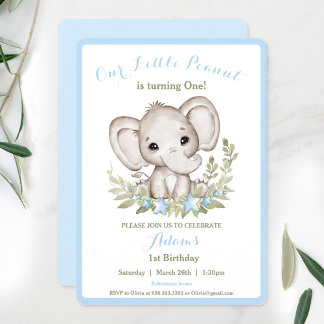 Elephant 1. Geburtstag Junge Einladung Custom Age