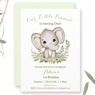 Elephant 1. Geburtstag Junge Einladung Custom Age