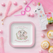 Elephant 1. Geburtstag Mädchen Custom Age Square Pappteller (Party)