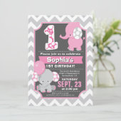 Elephant 1. Geburtstagsmädagoge Einladung (Stehend Vorderseite)