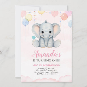 Elephant 1. Geburtstagsmädagoge Einladung