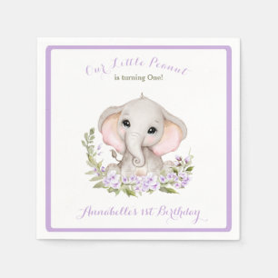 Elephant 1. Geburtstagsmädchen Lila Alter Serviette