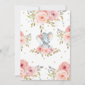 Elephant 3. Geburtstag Einladung Girl Pink Floral (Rückseite)