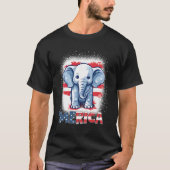 Elephant 4th July Patriotic Merica US sa Flag T-Shirt (Vorderseite)