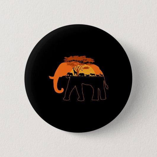 Elephant Africa Animals Trees Earth Day Button (Vorderseite)