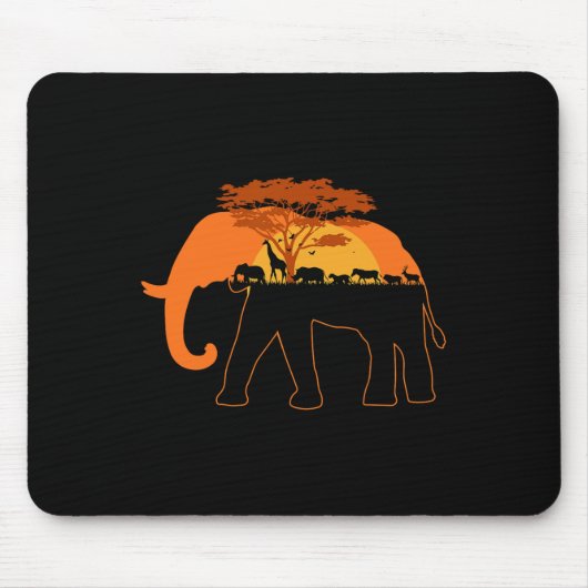 Elephant Africa Animals Trees Earth Day Mousepad (Vorne)
